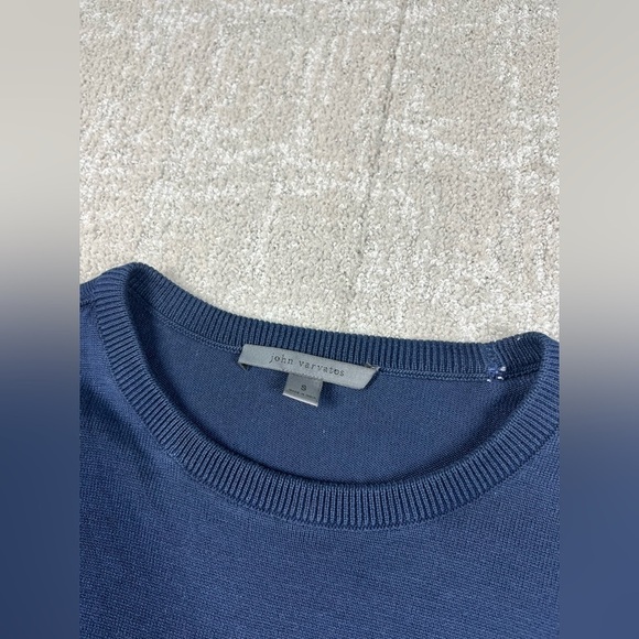 John Varvatos Collection Luxury Mens Sweater - Mercerized Ink Blue Small Cotton - Picture 2 of 6